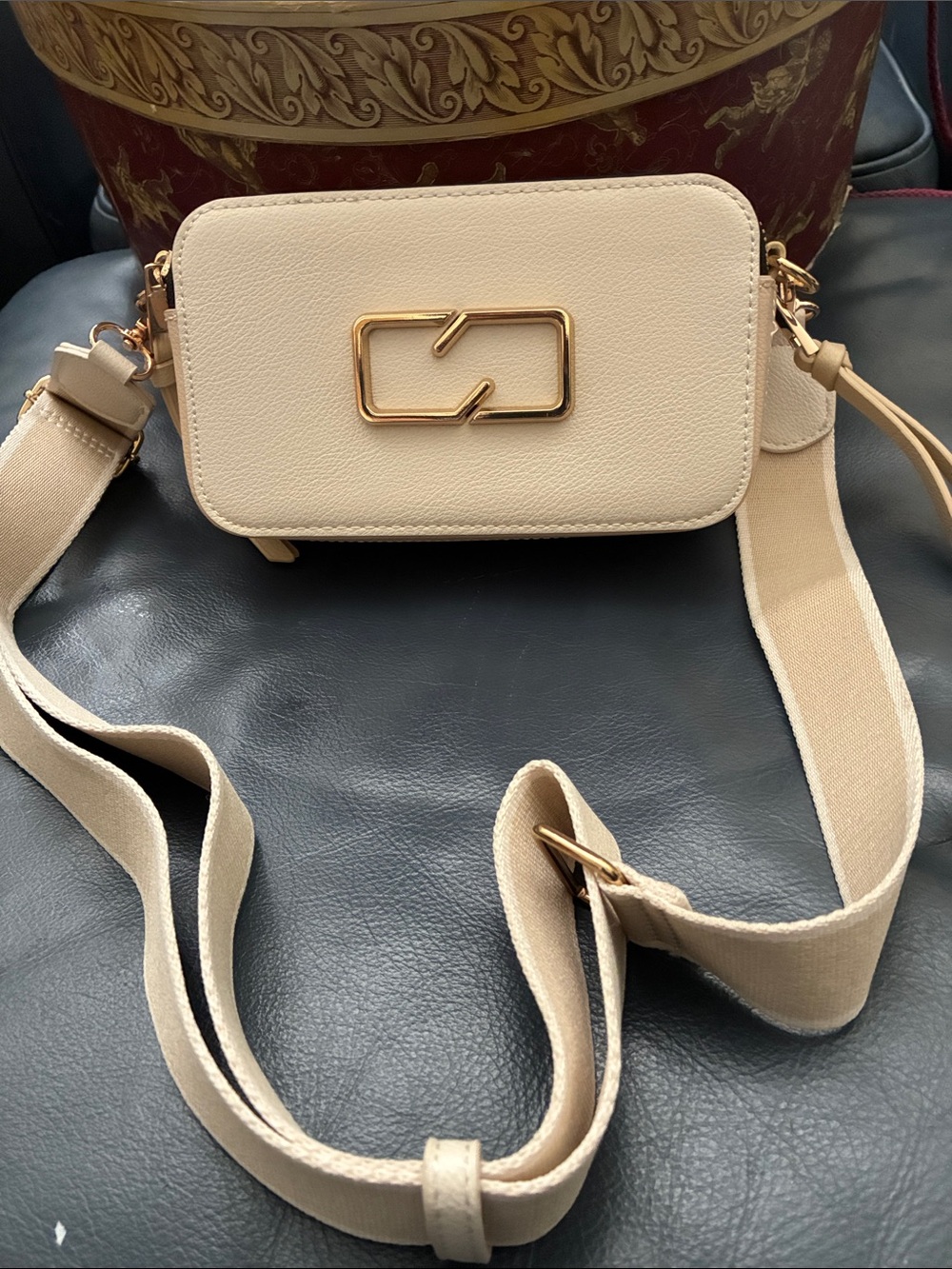 NWOT Call It Spring Beige Crossbody Camera Bag with Gold Hardware